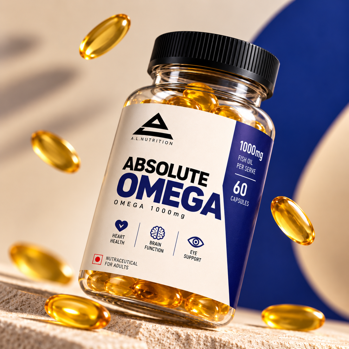 A.L. Nutrition Absolute Omega – 1000mg Fish Oil (EPA+DHA) | 60 Softgels